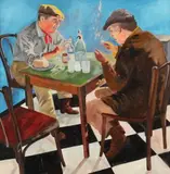 Richard H. Love, Tony and Gino After Work, Oil on canvas