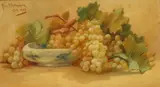 Charles Adrian Rutherford, Still Life with Bowl and Grapes, Oil on canvas