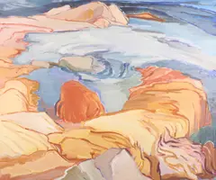Sally Amster, The Ledge and the Sea, Oil on canvas