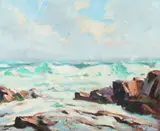 Benjamin Kilvert, Rocky Coast, Oil on panel