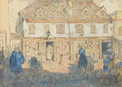 James Moore Preston, EUROPEAN STREET SCENES: TWO WORKS, one signed lower right, Watercolor and pastel