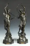 Edouard Drouot, FLORE and ZEPHYR: TWO WORKS, each signed, Bronze - Height: 28 in., each