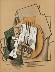 Compotier by Pablo Picasso, Ink, charcoal, gouache and ink wash on light brown paper, sold Apr 2016