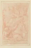 Italian School, ANGEL CONVERSING WITH A SAINT, red chalk drawing on paper, ANGEL CONVERSING WITH A SAINT, red chalk drawing on paper