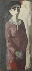 Marcello Boccacci, Lady in Red, Oil on board