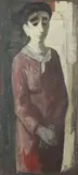 Marcello Boccacci, Lady in Red, Oil on board