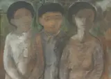 Marcello Boccacci, Three Figures, Gouache