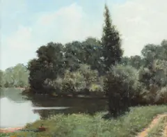 Don Jurney, On the Saone, Oil on panel