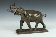 Alexander Phimister Proctor, Trumpeting Bull Elephant, Bronze - Height: 10 1/2 in. x 11 in