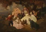 R.A. Hager, Woodland Festival, Oil on canvas