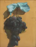 Elizabeth Paillard, Grapes Hanging by Blue Ribbon, Oil on paper