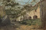 Sunlit Arbor by French School, SUNLIT ARBOR, oil on canvas, sold Apr 2016