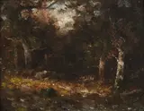 Narcisse V. Diaz de La Pena, Barbizon Forest Scene, Oil on panel