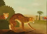 Ron Lee Van Sweringen, Two Leopards, TWO LEOPARDS, oil on board