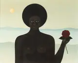 Ron Lee Van Sweringen, African American Woman Holding Rose, Oil on canvas