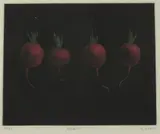 Tomoe Yokoi, "Grape and Candy", "Radish", Fruits and vegetable colored mezzotint on paper, signed, numbered 33/50 and 21/75