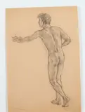 Allyn Cox, Male Nude Study for Union Soldier, Charcoal on paper
