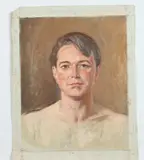 Allyn Cox, Portrait of a Young Man, Oil on unstretched canvas