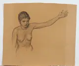 Allyn Cox, Study of Nude Woman with Outstretched Arm, Graphite on paper.