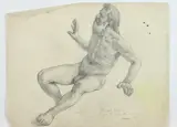 Allyn Cox, Nude Study of Old Man, Graphite on paper