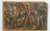 Allyn Cox, Study for Antony and Cleopatra After the Battle of Actium, Crayon and charcoal on paper.