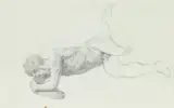 Allyn Cox, Two Works : Male Nude Studies, Graphite on paper