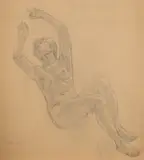 Allyn Cox, Study for Male Nude ( for Muse with Compass) Clark Library,Ucla, Graphite on paper