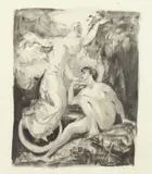 Study for Cupid and a Muse by Allyn Cox, Mixed media on paper., sold Jun 2016