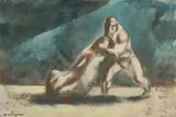 Wrestling by Andrea de Zerega, Oil on board, offered Jun 2016