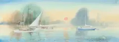 Hereward Lester Cooke, SAIL BOATS ON THE CHESAPEAKE BAY and STOCKHOLM: TWO WORKS, first; signed and dated 1972 lower right, Pen and ink
