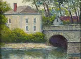 Gerald Hennesy, Bridge at Cubjac, Oil on board