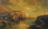 Harbor Scene by Continental School, HARBOR SCENE, oil on canvas, offered Jun 2016