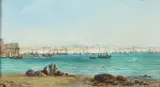 Italian Coastal Scene by Continental School, ITALIAN COASTAL SCENE, oil on board, sold Jun 2016