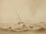 G. Lamarque, ROUGH WEATHER, sepia watercolor, ROUGH WEATHER, sepia watercolor