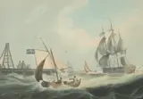 British School, British Frigate and Small Craft, BRITISH FRIGATE AND SMALL CRAFT, watercolor