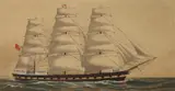 CLIPPER SHIP HESPERUS, illegibly initialed lower right; titled on label verso by American School, Watercolor, offered Jun 2016