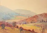 Lawrence Malcolm Stevens, ROANOKE VALLEY IN VIRGINIA and UNIVERSITY OF VIRGINIA: TWO WORKS, ROANOKE VALLEY IN VIRGINIA and UNIVERSITY OF VIRGINIA: TWO WORKS, watercolor, circa 1934