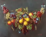 Guy Steele Fairlamb, Festoon of Fruit and Flowers, Oil on board