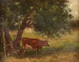Charles Edwin Lewis Green, Cow Under Tree, Oil on canvas