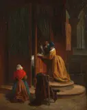 The Confession by French School, Oil on canvas, offered Jun 2016