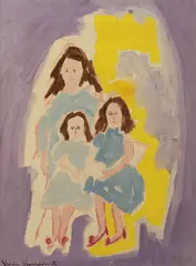 Gloria Vanderbilt, Sisters in Blue, Oil on canvas