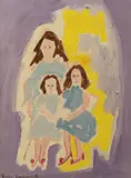 Gloria Vanderbilt, Sisters in Blue, Oil on canvas
