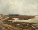 Belgian School, Shore Scene, Oil on board