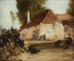 Léon Du Paty, Battle Scene, Oil on canvas