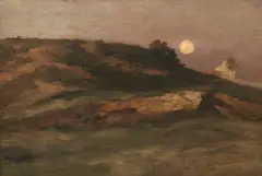 Jean-Charles Cazin, Moon Over Normandy Dunes, FRANCE, oil on panel