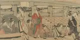 Kitagawa Utamaro, "Geisha", Ink and color woodcut print, signed and