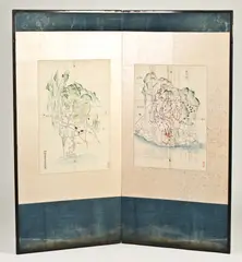 Anonymous, Maps of Ise Province and Iga Province, Ink and color mounted on two-fold screen, sealed - Each panel: 64 3/4 in. x 31 3/4 in