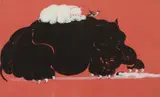 Clara Tice, Hippos, Gouache