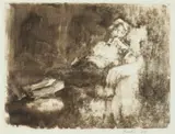 Jack Boul, Seated Figure, COWS and INTERIOR SCENE: FOUR WORKS, each signed in pencil