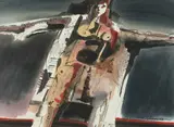 Carl Molno, WOMAN, abstract watercolor on paper, WOMAN, abstract watercolor on paper, signed lower right, dated 1973.